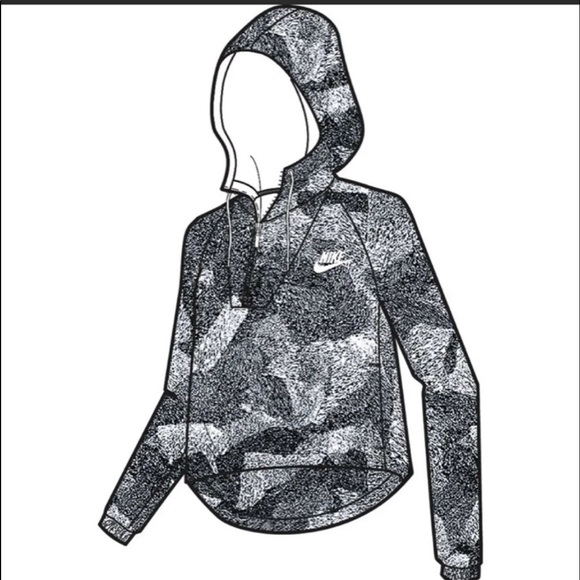 Nike NSW Pullover Lightweight Hoodie Jacket Size Women’s Medium Black/White - Picture 1 of 7